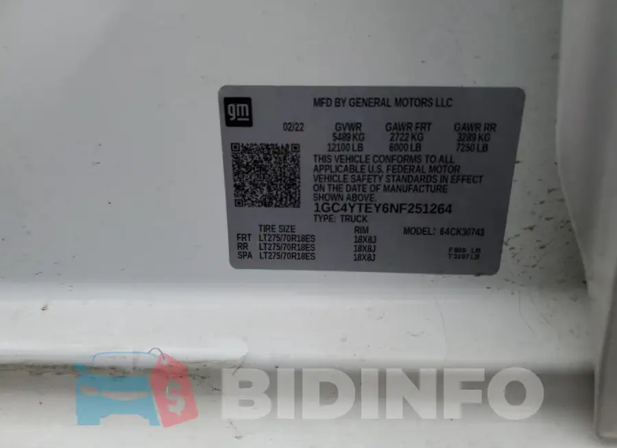 1GC4YTEY6NF251264 Photo# 12