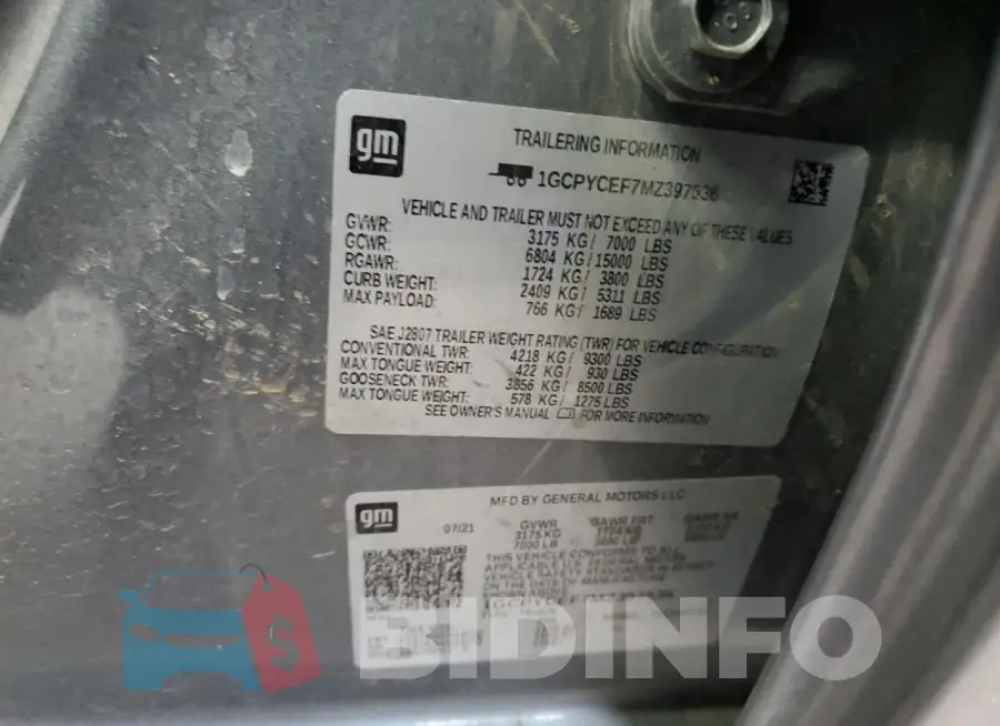 1GCPYCEF7MZ397536 Photo# 12