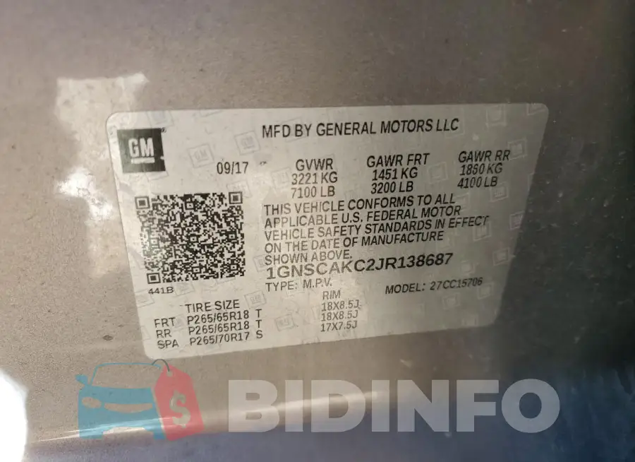 1GNSCAKC2JR138687 Photo# 13