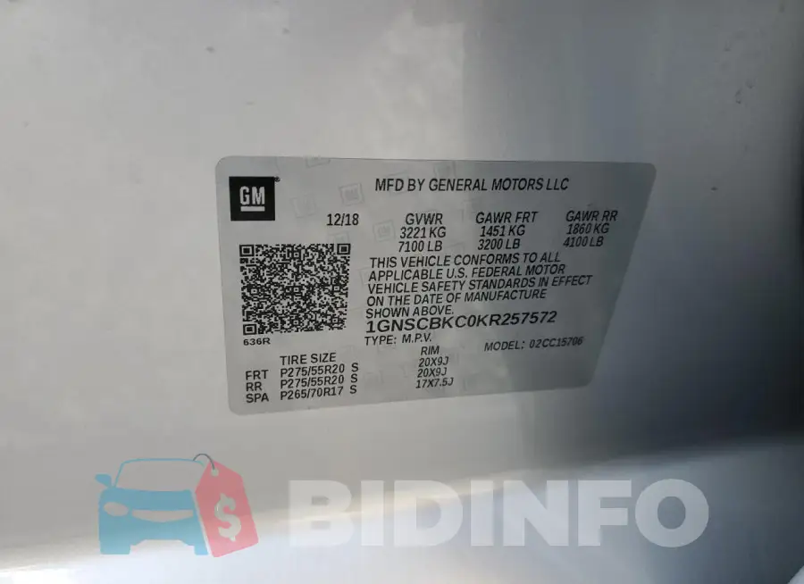 1GNSCBKC0KR257572 Photo# 12