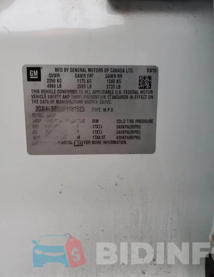 2GNALBEK9F1151523 Photo# 12