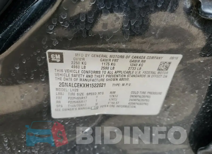 2GNALCEKXH1522021 Photo# 13
