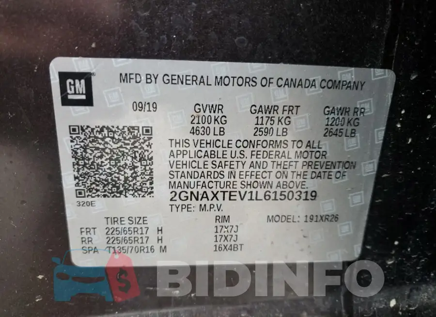 2GNAXTEV1L6150319 Photo# 13