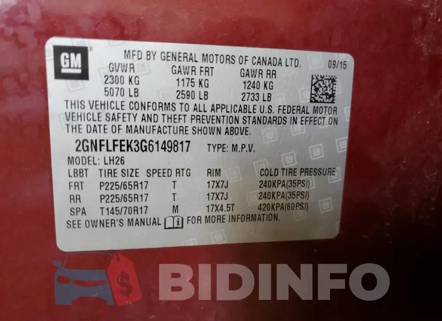 2GNFLFEK3G6149817 Photo# 12