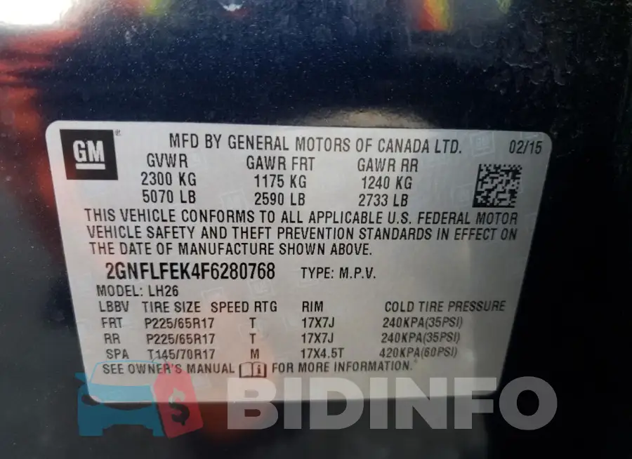 2GNFLFEK4F6280768 Photo# 13
