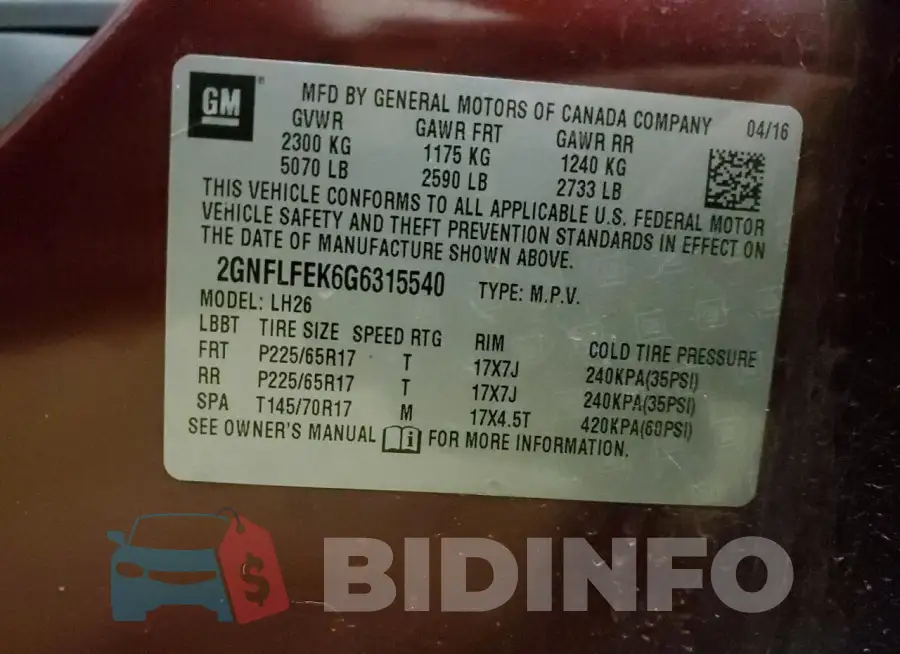 2GNFLFEK6G6315540 Photo# 12