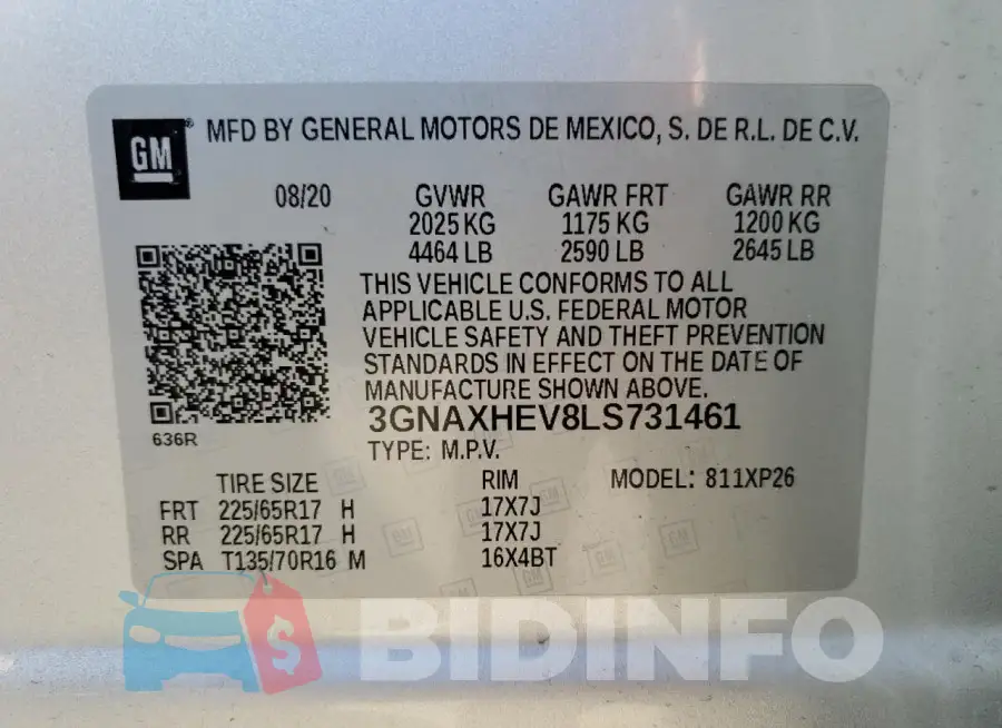 3GNAXHEV8LS731461 Photo# 12