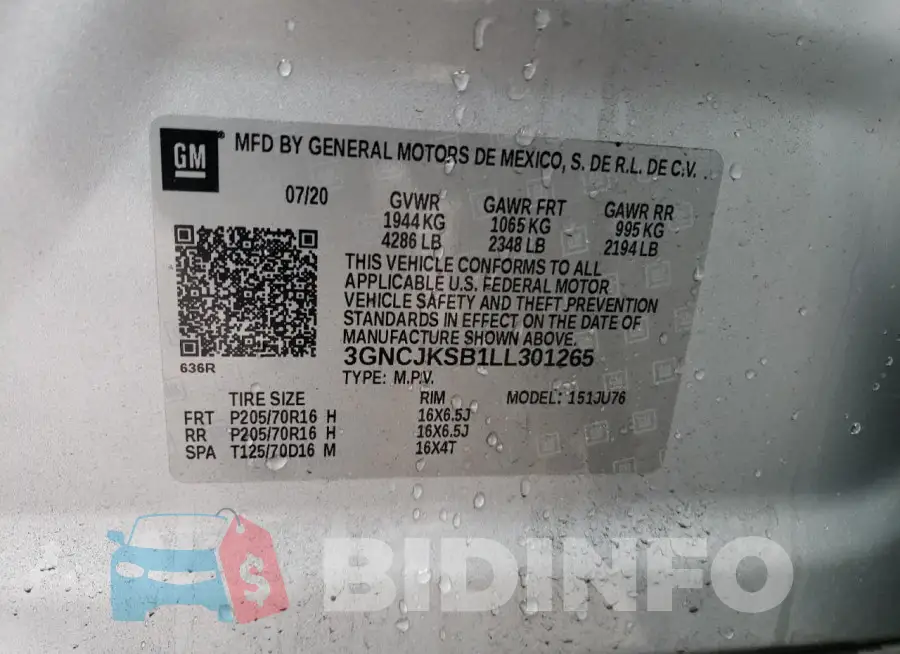 3GNCJKSB1LL301265 Photo# 12