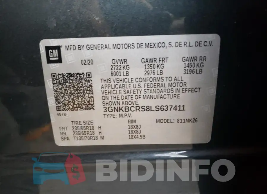 3GNKBCRS8LS637411 Photo# 12
