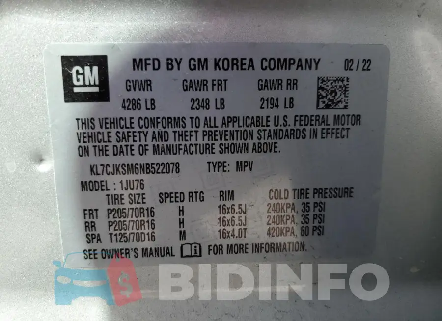 KL7CJKSM6NB522078 Photo# 13