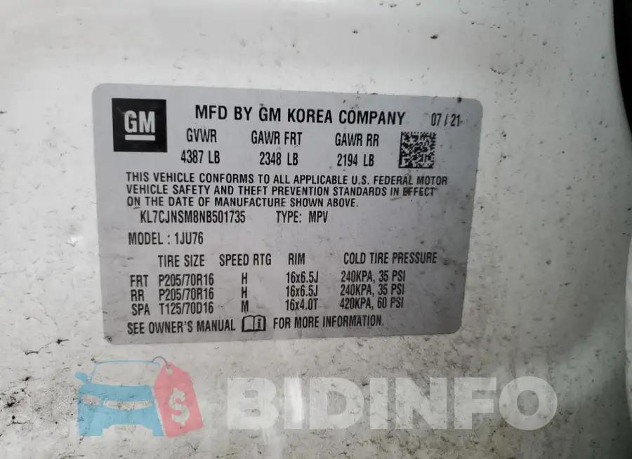 KL7CJNSM8NB501735 Photo# 12
