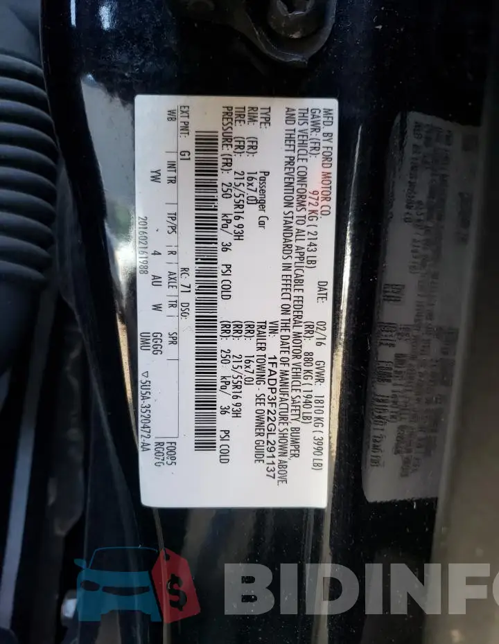 1FADP3F22GL291137 Photo# 12