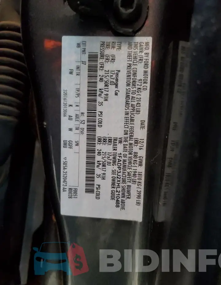 1FADP3J2XHL210488 Photo# 12