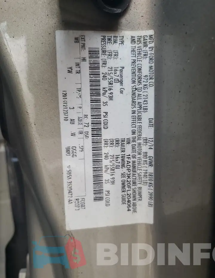 1FADP3K20FL204064 Photo# 12