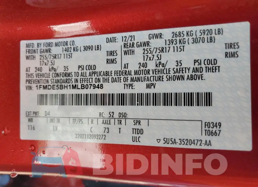 1FMDE5BH1MLB07948 Photo# 14