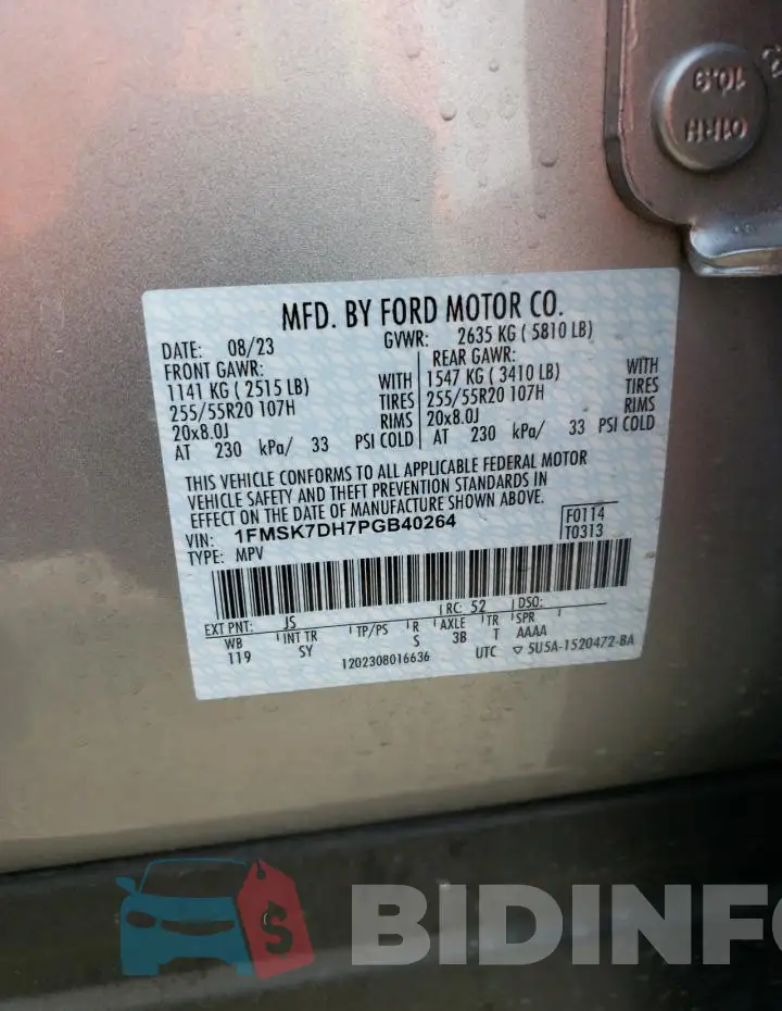 1FMSK7DH7PGB40264 Photo# 13