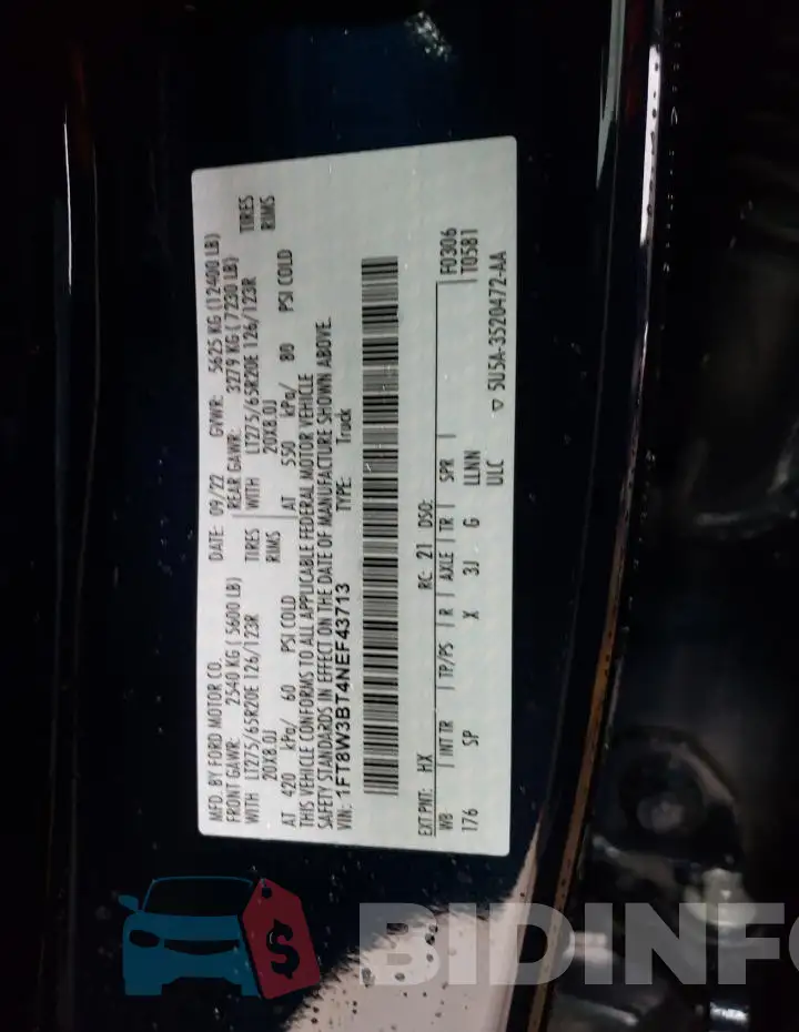 1FT8W3BT4NEF43713 Photo# 12