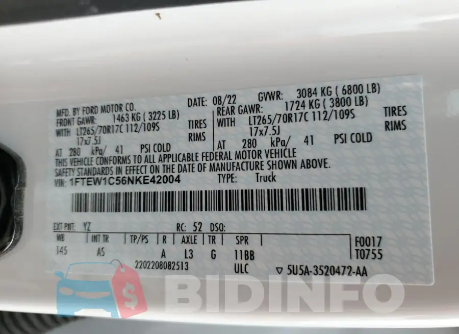 1FTEW1C56NKE42004 Photo# 13