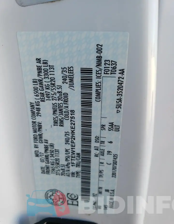 1FTEW1EP2HKE27518 Photo# 12