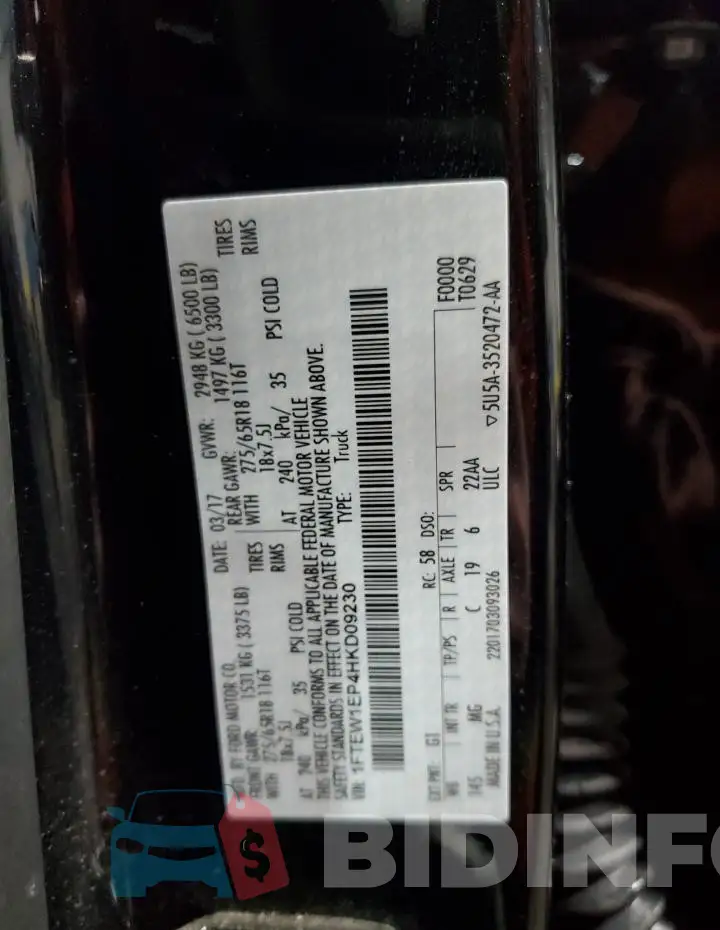1FTEW1EP4HKD09230 Photo# 13