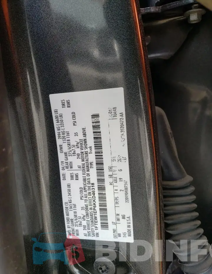 1FTEW1EP6KKD46318 Photo# 12