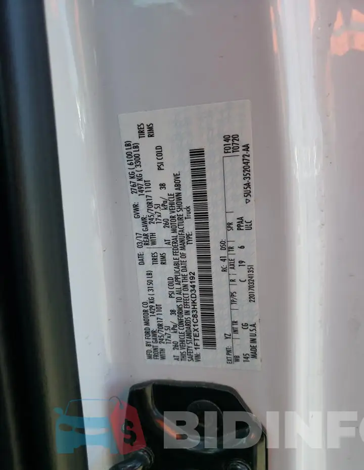 1FTEX1C83HKD34192 Photo# 12