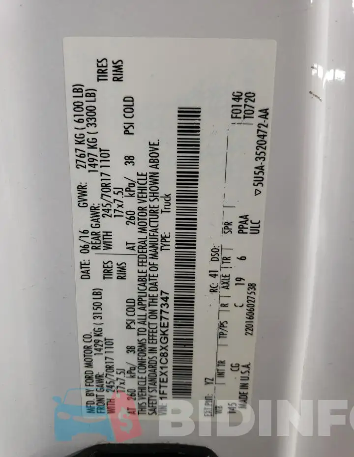 1FTEX1C8XGKE77347 Photo# 12