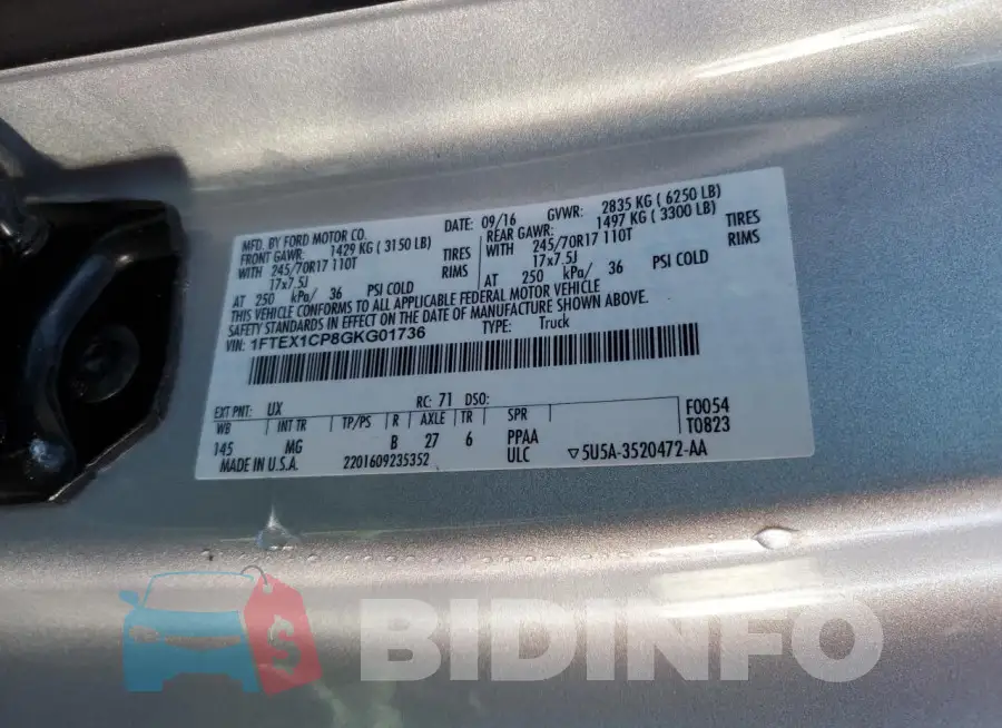 1FTEX1CP8GKG01736 Photo# 12