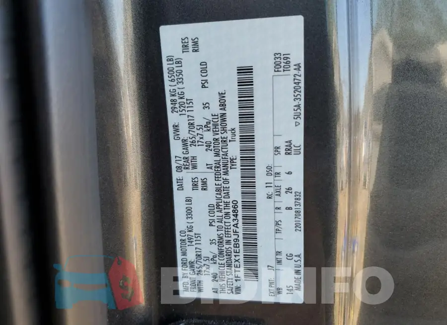 1FTEX1EB9JFA34860 Photo# 12