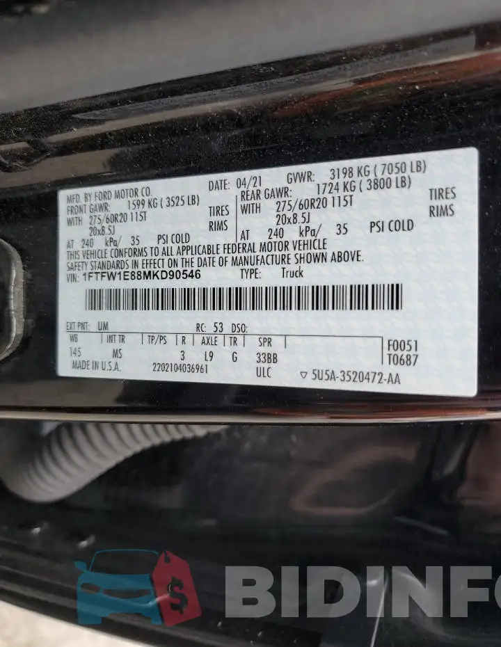 1FTFW1E88MKD90546 Photo# 12