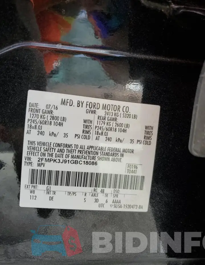 2FMPK3J91GBC18086 Photo# 13