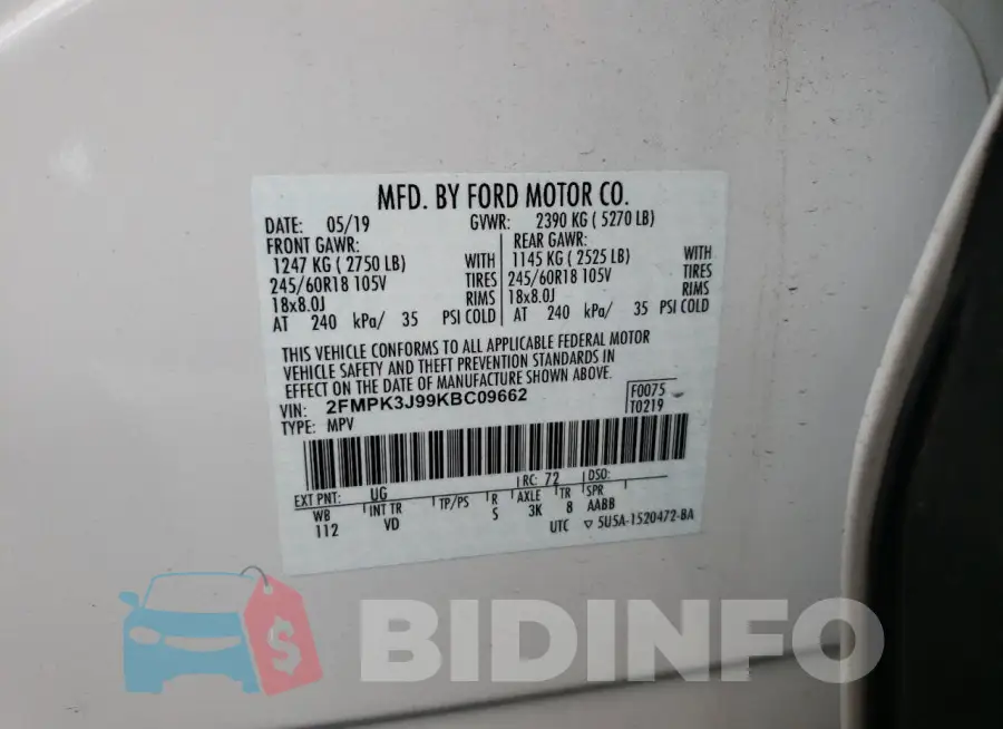 2FMPK3J99KBC09662 Photo# 13