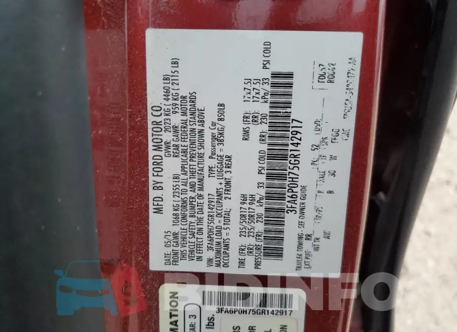 3FA6P0H75GR142917 Photo# 12