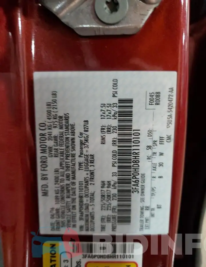 3FA6P0HD8HR110101 Photo# 12