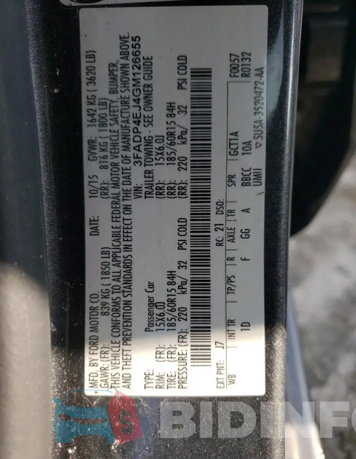 3FADP4EJ4GM126655 Photo# 12