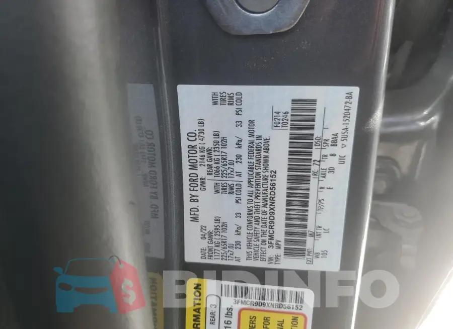 3FMCR9D9XNRD56152 Photo# 12
