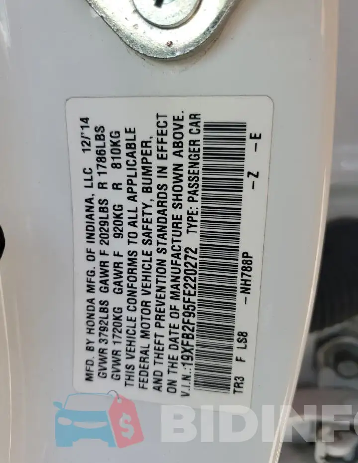 19XFB2F95FE220272 Photo# 12