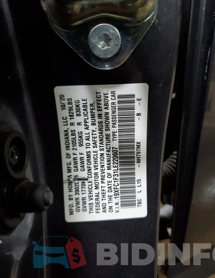 19XFC1F31LE220607 Photo# 13