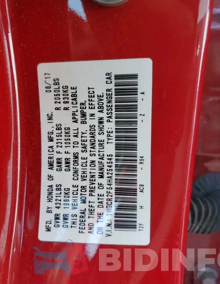1HGCR2F54HA254545 Photo# 12