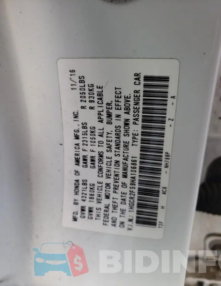 1HGCR2F59HA106861 Photo# 13