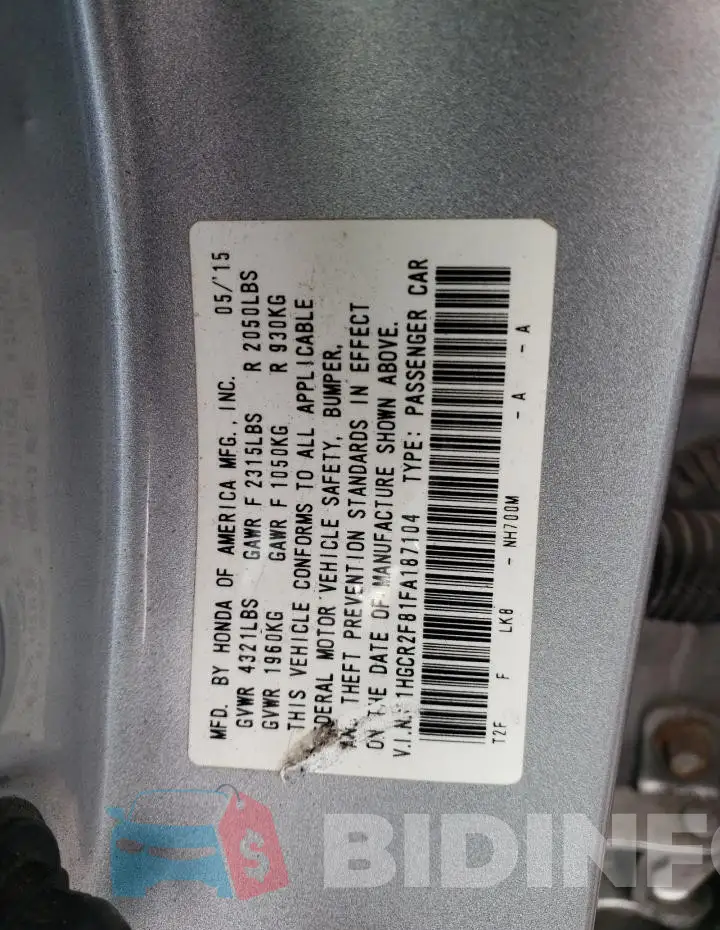 1HGCR2F81FA187104 Photo# 12