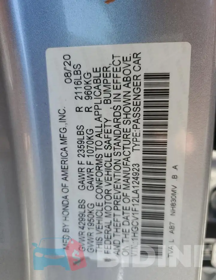 1HGCV1F12LA124923 Photo# 13
