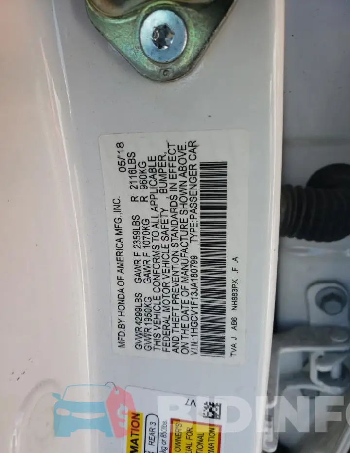 1HGCV1F13JA180799 Photo# 12