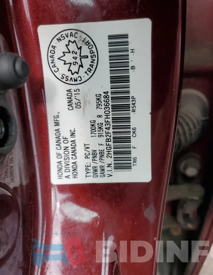 2HGFB2F43FH036684 Photo# 12