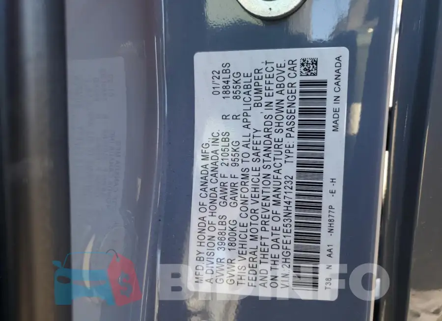 2HGFE1E53NH471232 Photo# 12