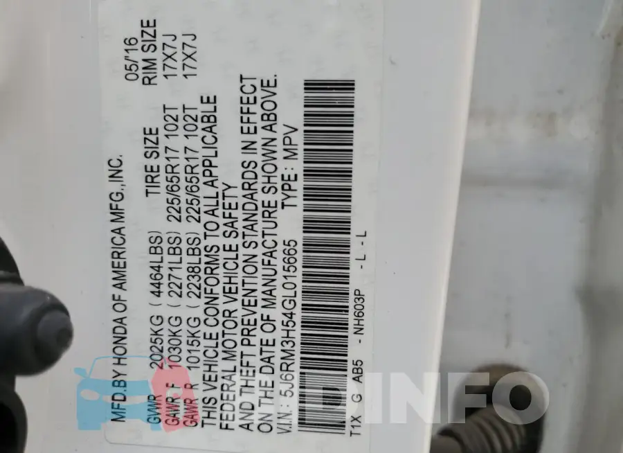 5J6RM3H54GL015665 Photo# 13