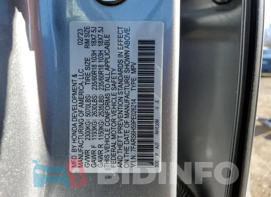 7FARS6H59PE026214 Photo# 13