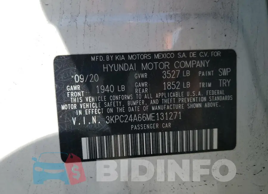 3KPC24A66ME131271 Photo# 12