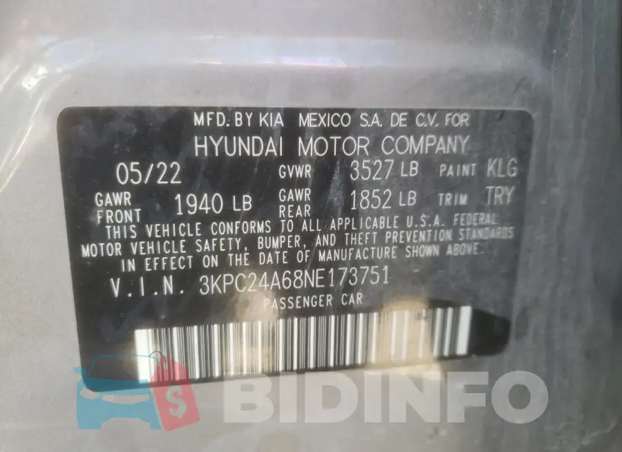 3KPC24A68NE173751 Photo# 12