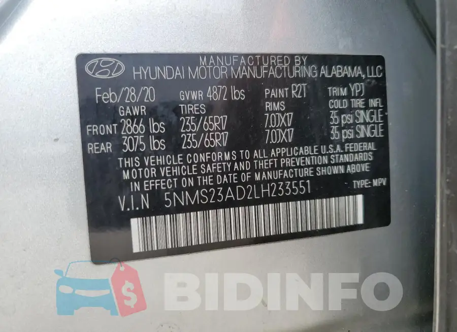 5NMS23AD2LH233551 Photo# 12